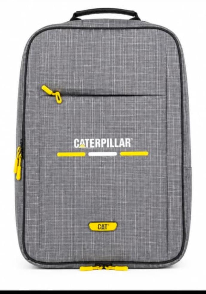 Caterpillar CAT Grey Check Laptop Backpack - Yellow Zip
